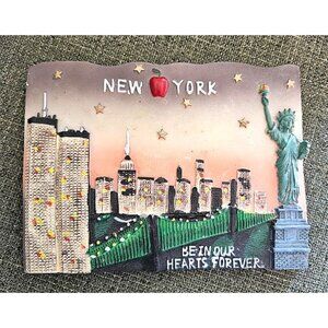 NYC Resin 'New York Be In Our Hearts Forever' Relief Wall Plaque WTC Towers